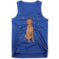 Vizsla Dog Xmas Lighting Reindeer Hat Vizsla Christmas Gift Tank Top