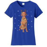 Vizsla Dog Xmas Lighting Reindeer Hat Vizsla Christmas Gift Women's T-Shirt