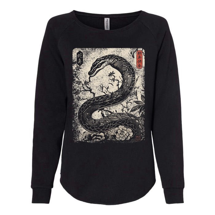 Vintage Distressed Year Of The Snake 2025 Chinese New Year Womens California Wash Sweatshirt