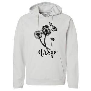 Virgo Dandelion Zodiac Sign Floral Horoscope Gift Performance Fleece Hoodie