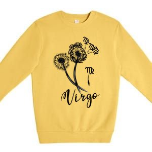 Virgo Dandelion Zodiac Sign Floral Horoscope Gift Premium Crewneck Sweatshirt