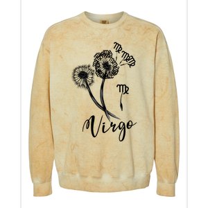 Virgo Dandelion Zodiac Sign Floral Horoscope Gift Colorblast Crewneck Sweatshirt