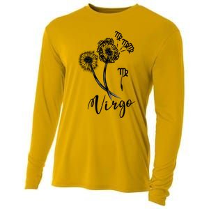 Virgo Dandelion Zodiac Sign Floral Horoscope Gift Cooling Performance Long Sleeve Crew