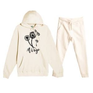 Virgo Dandelion Zodiac Sign Floral Horoscope Gift Premium Hooded Sweatsuit Set