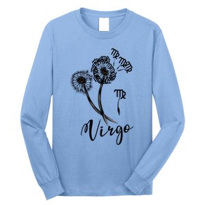 Virgo Dandelion Zodiac Sign Floral Horoscope Gift Long Sleeve Shirt