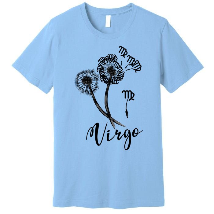 Virgo Dandelion Zodiac Sign Floral Horoscope Gift Premium T-Shirt