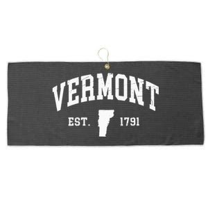 Vermont Est 1791 Distressed Worn Design Classic Large Microfiber Waffle Golf Towel