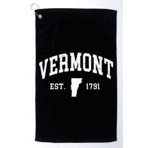 Vermont Est 1791 Distressed Worn Design Classic Platinum Collection Golf Towel