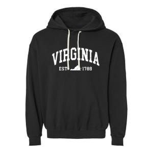 Virginia Est 1788 Distressed Worn Design Classic Garment-Dyed Fleece Hoodie