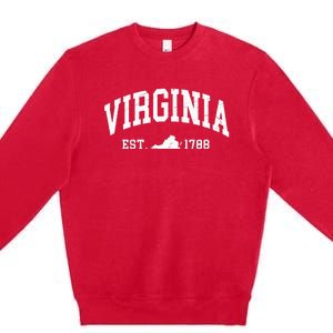 Virginia Est 1788 Distressed Worn Design Classic Premium Crewneck Sweatshirt