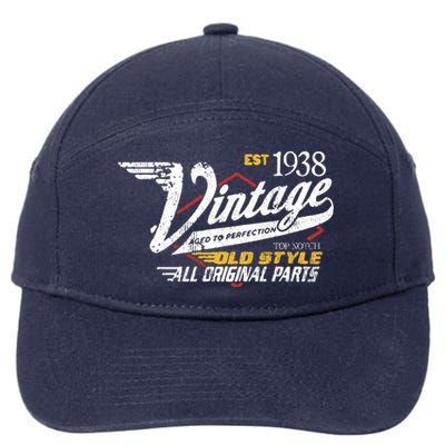 Vintage Est 1938 Top Notch Old Style Dad Gift 85th Birthday 7-Panel Snapback Hat