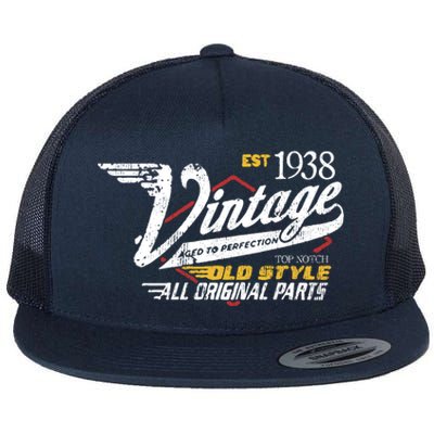 Vintage Est 1938 Top Notch Old Style Dad Gift 85th Birthday Flat Bill Trucker Hat