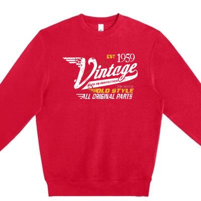 Vintage Est 1959 Top Notch Old Style Dad Gift 64th Birthday Premium Crewneck Sweatshirt