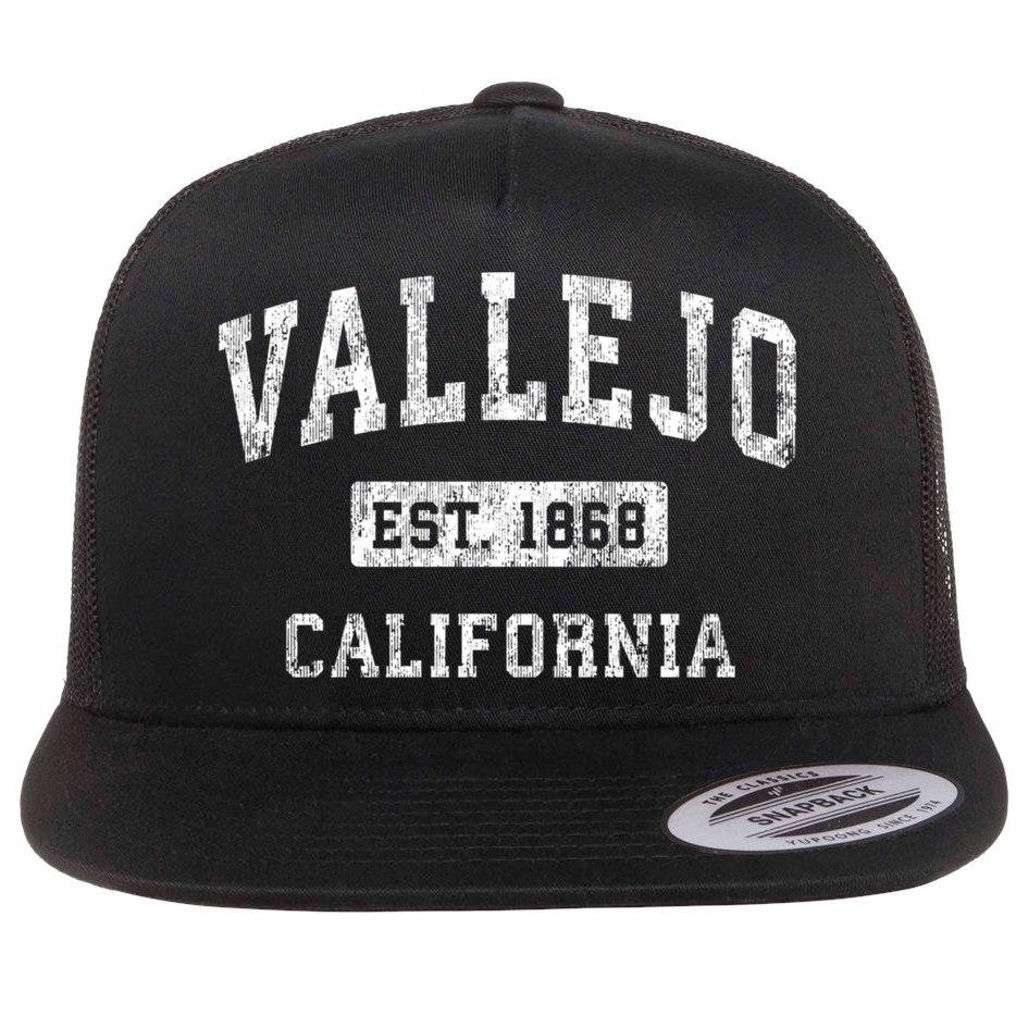 Vallejo Est 1868 California Ca Vintage Established Sports Design Flat Bill Trucker Hat