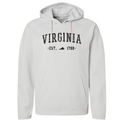 Virginia Est 1788 State Of Virginia Gift Performance Fleece Hoodie