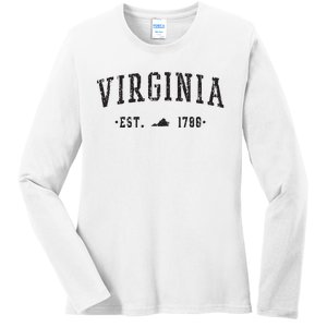 Virginia Est 1788 State Of Virginia Gift Ladies Long Sleeve Shirt