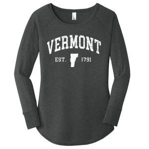 Vermont Est. 1791 Distressed Worn Design Classic Women's Perfect Tri Tunic Long Sleeve Shirt