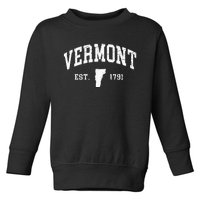 Vermont Est. 1791 Distressed Worn Design Classic Toddler Sweatshirt