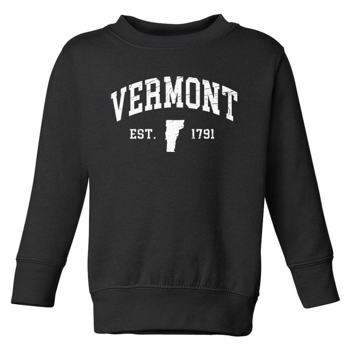 Vermont Est. 1791 Distressed Worn Design Classic Toddler Sweatshirt