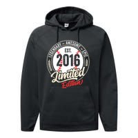 Vintage Est 2016 Limited Edition Birthday Baseball Player Performance Fleece Hoodie