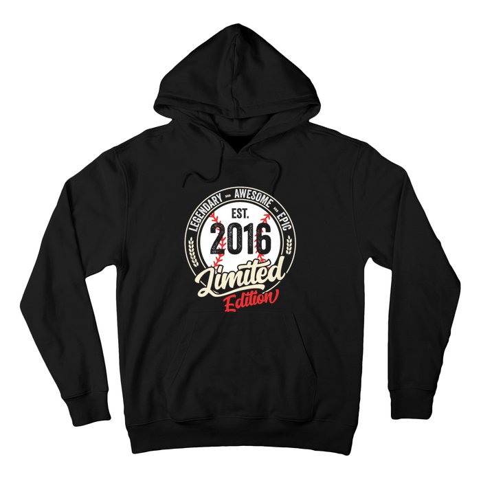 Vintage Est 2016 Limited Edition Birthday Baseball Player Hoodie