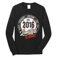 Vintage Est 2016 Limited Edition Birthday Baseball Player Long Sleeve Shirt