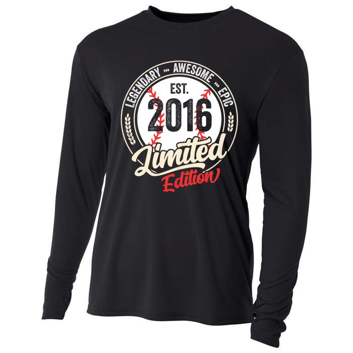 Vintage Est 2016 Limited Edition Birthday Baseball Player Cooling Performance Long Sleeve Crew