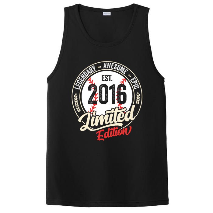 Vintage Est 2016 Limited Edition Birthday Baseball Player PosiCharge Competitor Tank