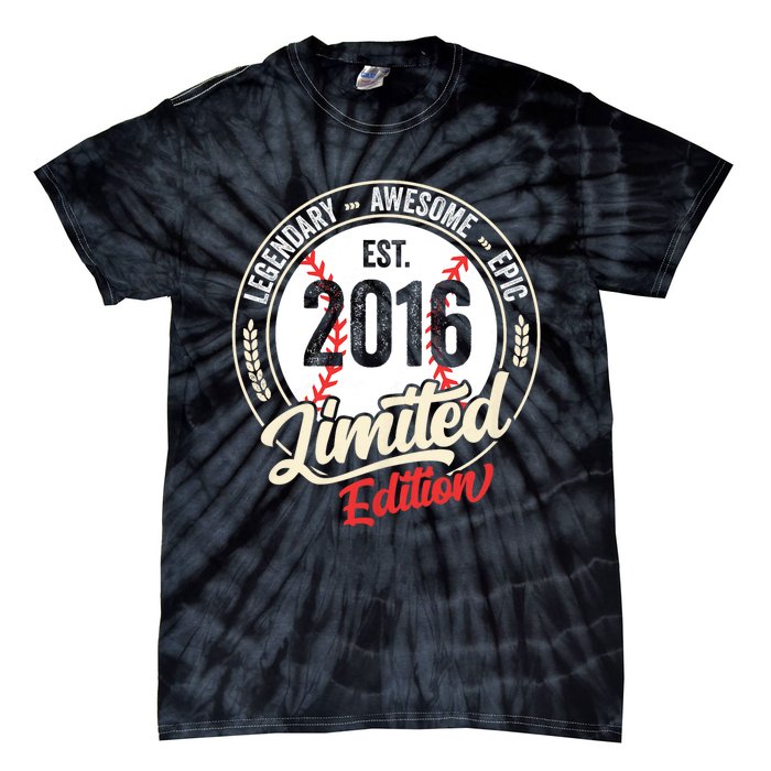 Vintage Est 2016 Limited Edition Birthday Baseball Player Tie-Dye T-Shirt