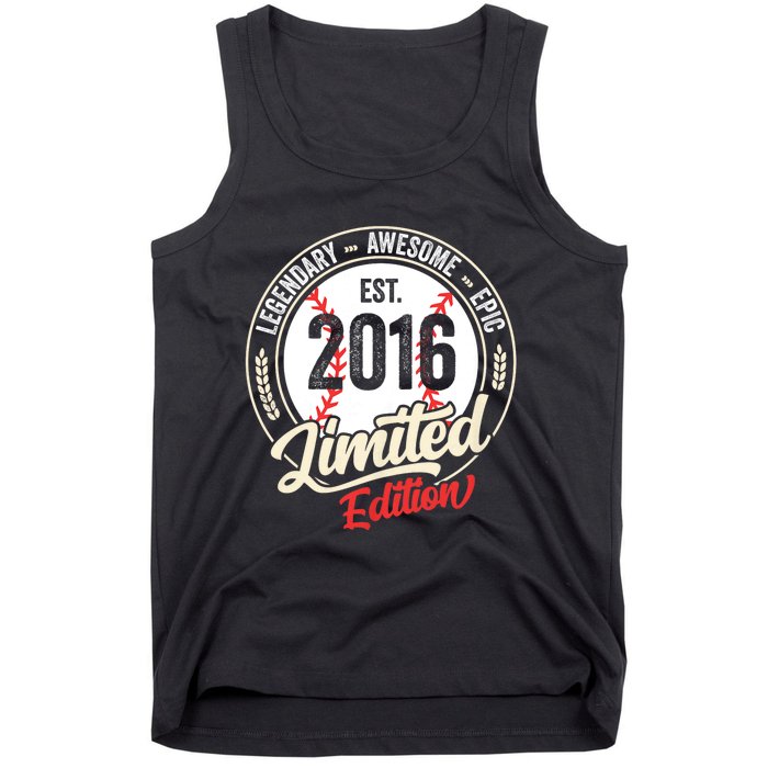 Vintage Est 2016 Limited Edition Birthday Baseball Player Tank Top