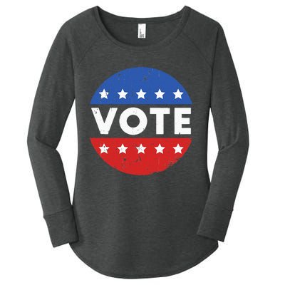 Vote Election 2024 Voter Vintage Button Women's Perfect Tri Tunic Long Sleeve Shirt