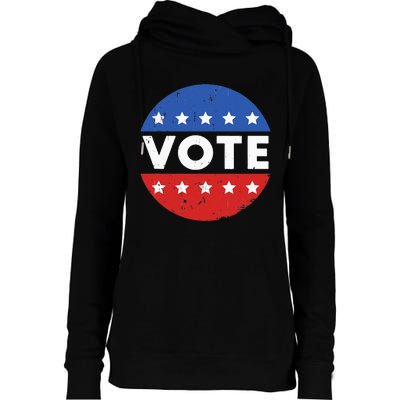 Vote Election 2024 Voter Vintage Button Womens Funnel Neck Pullover Hood