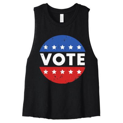 Vote Election 2024 Voter Vintage Button Women's Racerback Cropped Tank