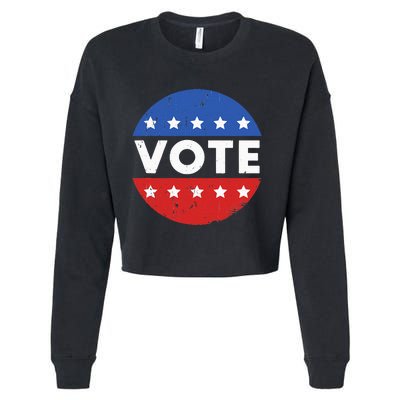 Vote Election 2024 Voter Vintage Button Cropped Pullover Crew