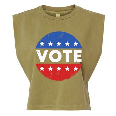 Vote Election 2024 Voter Vintage Button Garment-Dyed Women's Muscle Tee