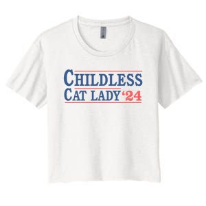 Voting Election 2024 Childless Cat Lady Voting Election 2024 Usa Women's Crop Top Tee