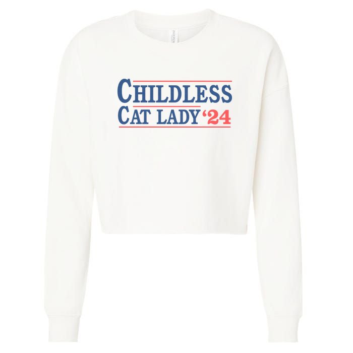 Voting Election 2024 Childless Cat Lady Voting Election 2024 Usa Cropped Pullover Crew