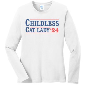 Voting Election 2024 Childless Cat Lady Voting Election 2024 Usa Ladies Long Sleeve Shirt