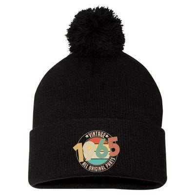 Vintage Emblem All Original Parts 1965 60th Birthday Pom Pom 12in Knit Beanie