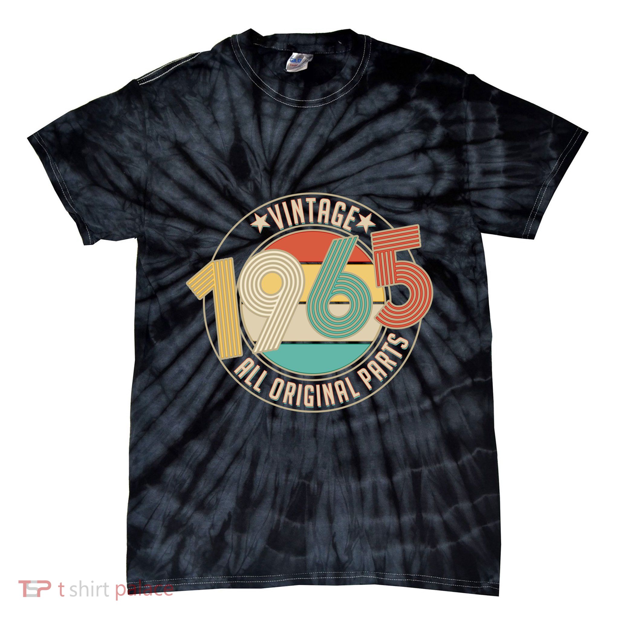 Vintage Emblem All Original Parts 1965 60th Birthday Tie-Dye T-Shirt