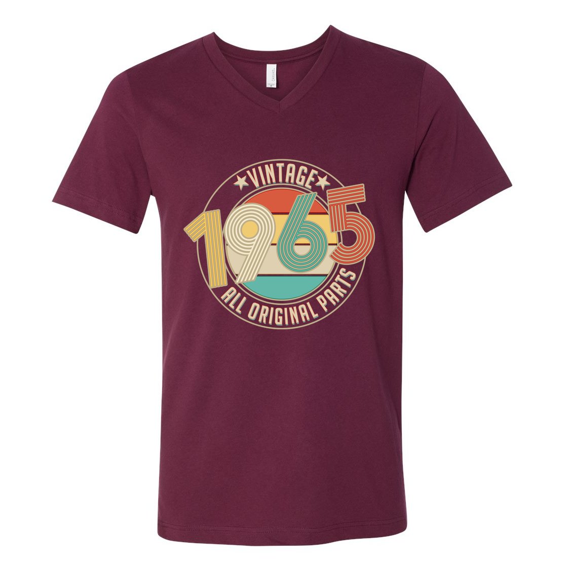 Vintage Emblem All Original Parts 1965 60th Birthday V-Neck T-Shirt