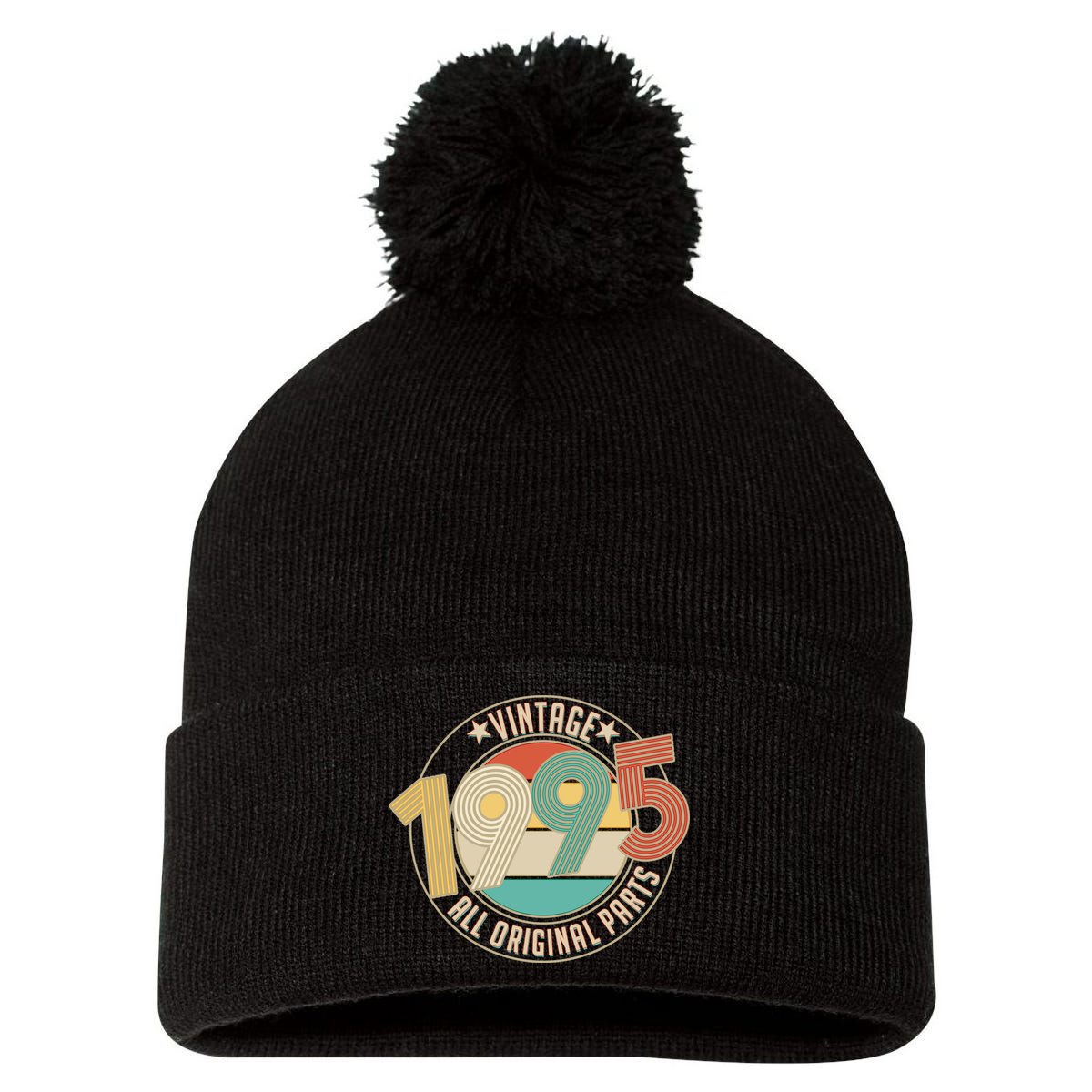 Vintage Emblem All Original Parts 1995 30th Birthday Pom Pom 12in Knit Beanie