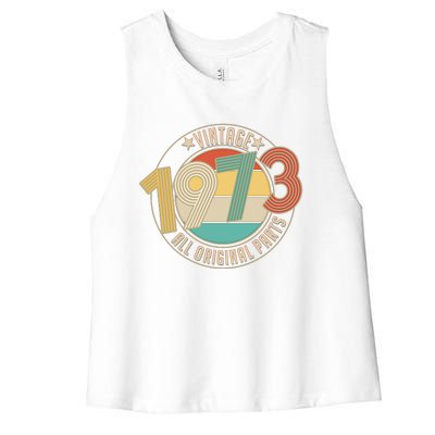 Vintage Emblem All Original Parts 1973 50th Birthday Women's Racerback Cropped Tank