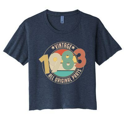 Vintage Emblem All Original Parts 1983 40th Birthday Women's Crop Top Tee