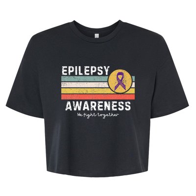 Vintage Epilepsy Awareness Bella+Canvas Jersey Crop Tee