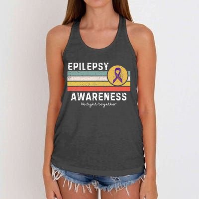 Vintage Epilepsy Awareness Women's Knotted Racerback Tank