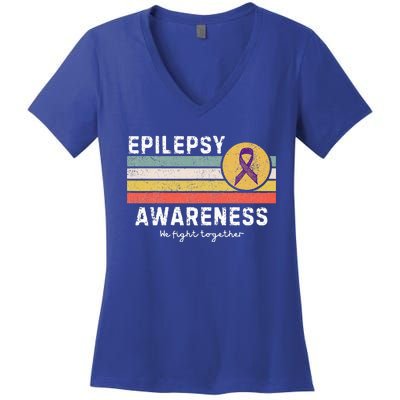 Vintage Epilepsy Awareness Women's V-Neck T-Shirt