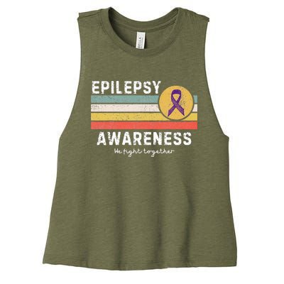 Vintage Epilepsy Awareness Women's Racerback Cropped Tank