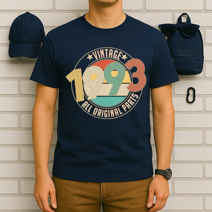 Vintage Emblem All Original Parts 1993 30th Birthday T-Shirt