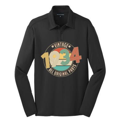 Vintage Emblem All Original Parts 1934 90th Birthday Silk Touch Performance Long Sleeve Polo